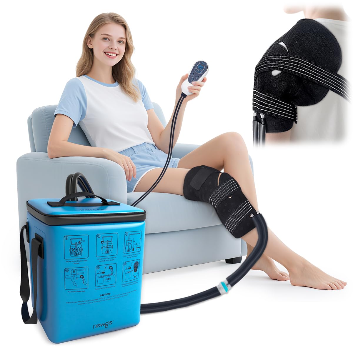 Photo 1 of NEWGO Cold Therapy Machine with Programmable Timer for Knee & Shoulder After Replacement Surgery, Lightweight Ice Machine Compression Pad with Quiet Pump for Swelling, Injuries, Joint Pain, Arthritis