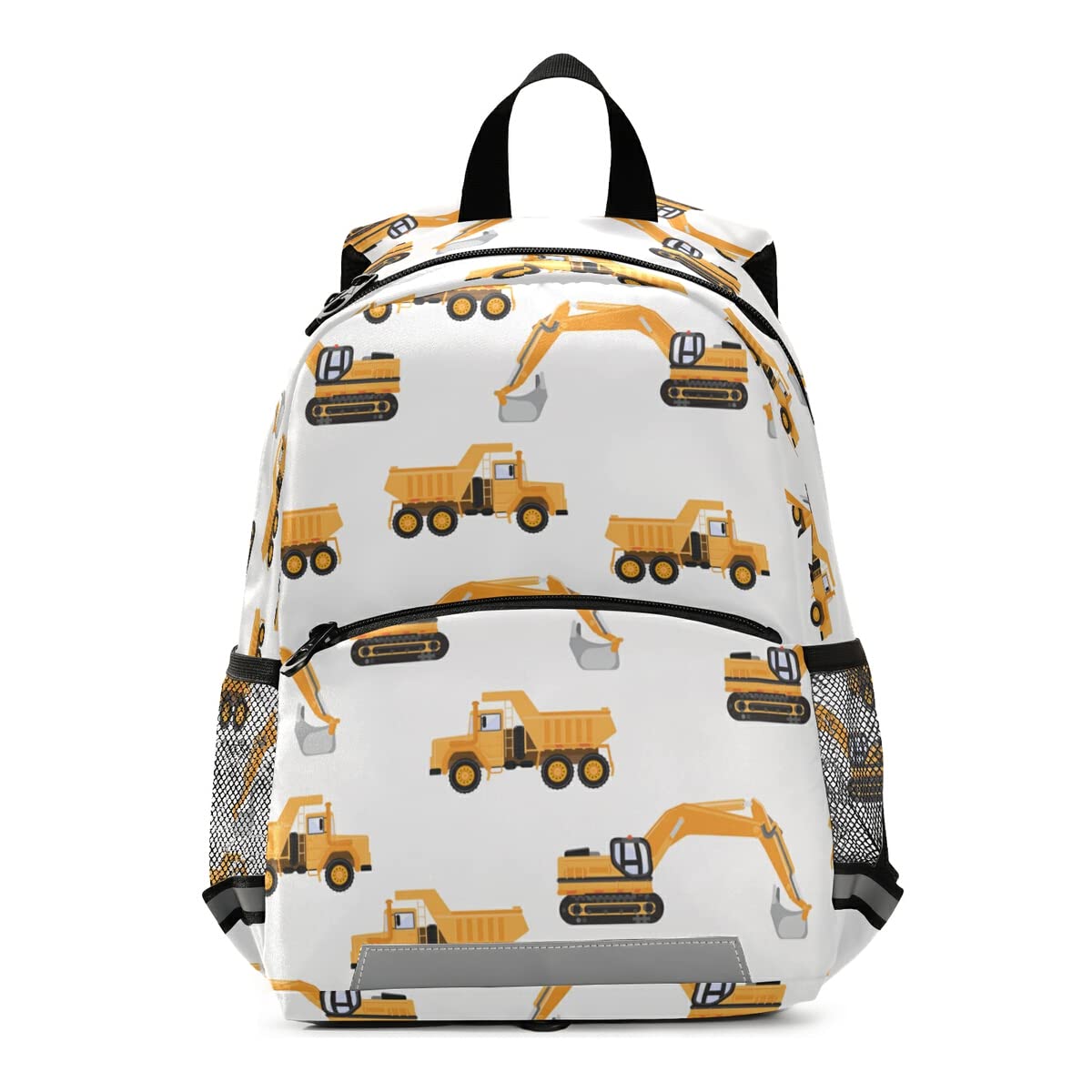 Industrial Car Excavator and Trucks on White Kids Backpack for Toddlers, Kid's Backpack for Boys Girls, Kindergarten Preschool Nursery Travel Bag