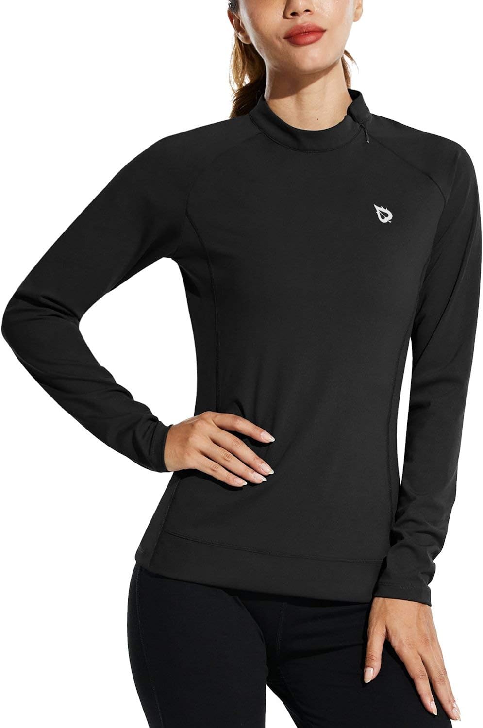 BALEAF Women's Athletic Pullover Long Sleeve Mock Neck Workout Tops for Running Golf