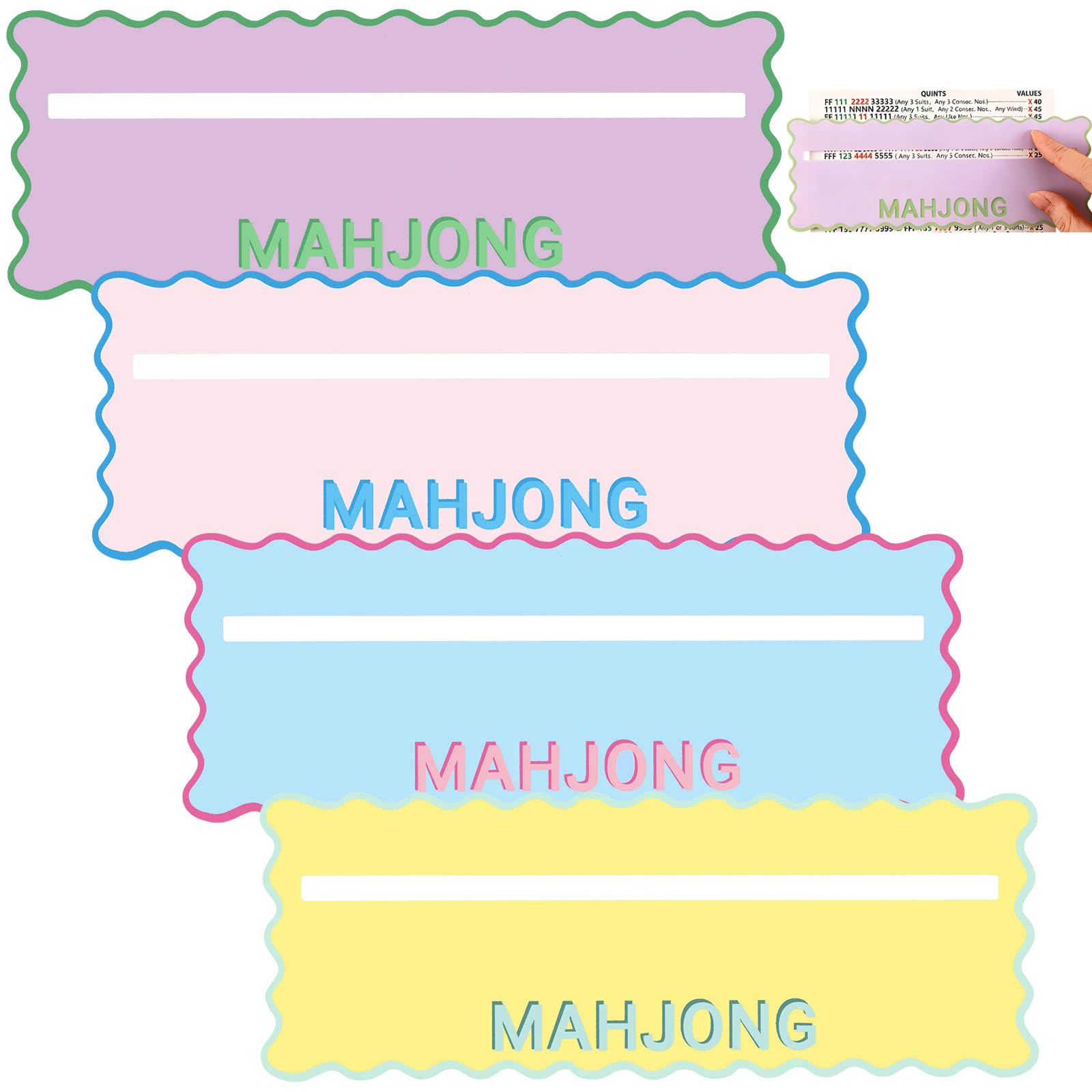 Soulchen 4 Pcs Mahjong Line Finder Card Guide Colorful Line Reader Cards for Game Night Competition Parties Mahjong Lover Gifts Accessories for Beginners(Light Color,Style 1)