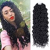 (6Packs)12inch Curly Faux Locs Soft Hair Twist Braids Crochet Braiding Hair Braids Mambo Hair Extension 24Roots/Pack (12inch, 1B)