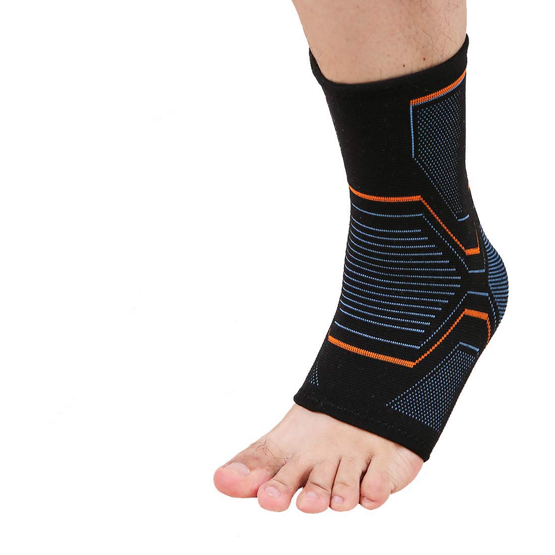 VSPORTS Compression Ankle Brace Sleeve Socks Foot Support Guard for Basketball Foot Running Sports Women Men Recovery Relieve Large Size- 1 Pair Pack