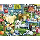 Bits and Pieces - 200 Piece Jigsaw Puzzle for Adults - Yard Sale - 200 pc Dogs, Puppies Jigsaw by Artist Brooke Faulder