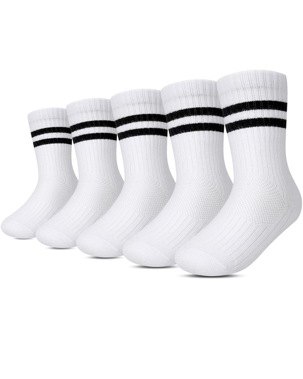 Kyopp 5 Paar Socken Kinder Jungen und Mädchen Knöchelsocken Atmungsaktiv Sneaker Gestreift Crew Socks