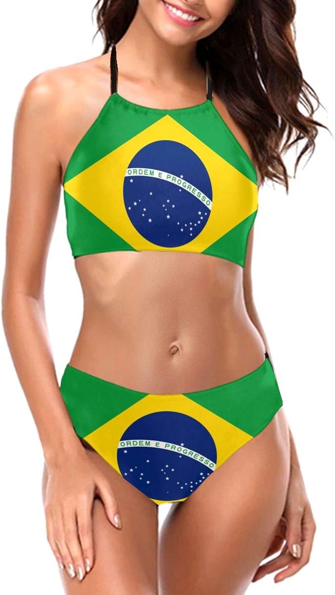 Brazil Country Flag Womens Bathing Suits Bikini Two Piece