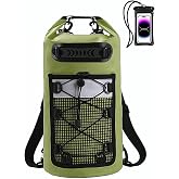 SHENDU 20L Roll-Top Waterproof Dry Bag Backpack for Kayaking Hiking（Olive）