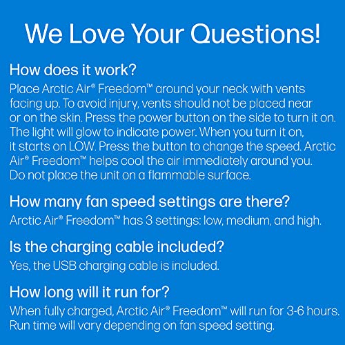Arctic Air Freedom Personal Air Cooler Portable 3Speed Neck Fan