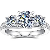 VYVAO Moissanite Rings for Women Round Cut D Color VVS1 Lab Created Diamond Promise Ring S925 Sterling Silver with 18K White Gold Plated Women's Engagement Rings