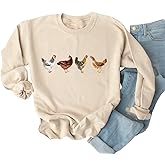 Dahuiya Chicken Sweatshirts Womens Cute Fall Thanksgiving Shirt Funny Animal Graphic Tees