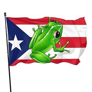 Hdadwy Bandera 3 x 5 pies Bandera de Rana puertorriqueña 100% Material