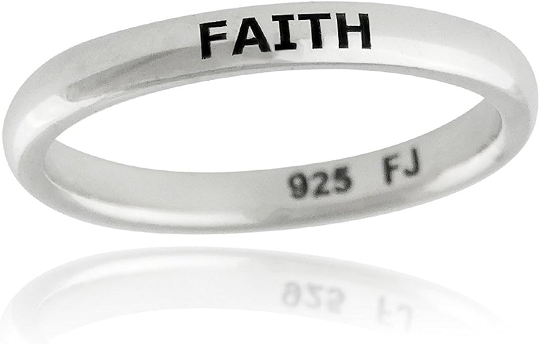 Sterling Silver FAITH Engraved Stackable Ring, Sizes 610 (6) Amazon