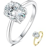 JewelryPalace Oval Shape 1ct 2ct Moissanite Solitaire Engagement Rings for Women, Classic 925 Sterling Silver Promise Ring for Her, Simulated Diamond Anniversary Wedding Ring VVS D-F