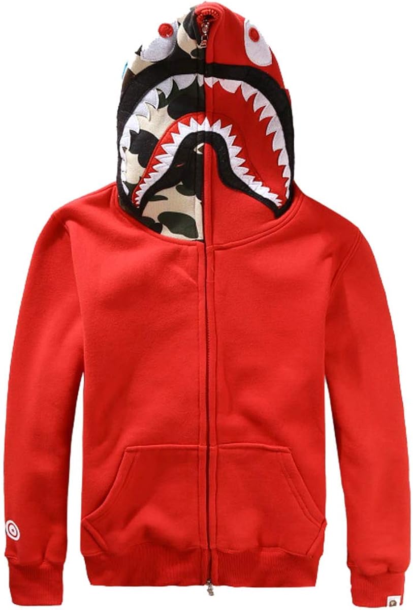 Fashion Unisex Bathing Ape Bape Jacket Men Shark Head Full Zip Hoodie Sweater Jacket