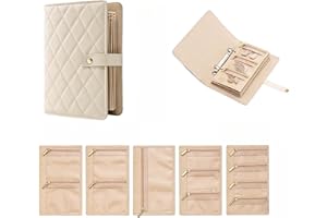 Travel Jewelry Organizer Book, Quilted PU Zipper Pouch Binder with Removable Pages, Small 5.3x5.6in / Large 5.7x8.4in, for Ri