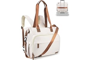 Pripher 4 in 1 Diaper Bag Backpack, Diaper Bag Backpack for Baby, Travel Diaper Bag Converts into Backpack with Shoulder Straps, Mom Bag for Hospital with 14 Pockets-3 Insulated Pockets White&Beige