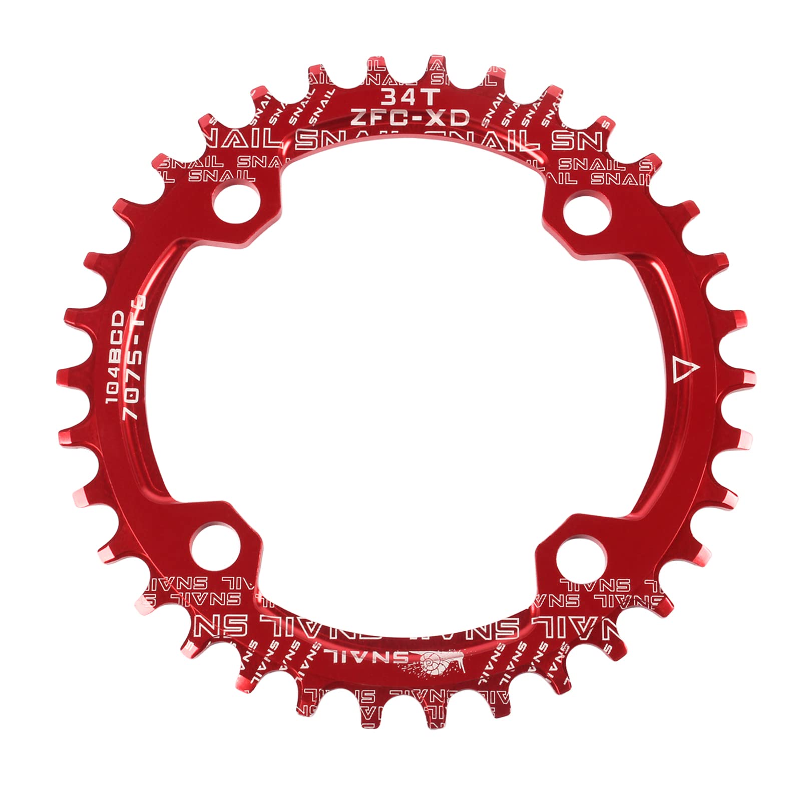 Jane Eyre Bicycle Chainrings 104 BCD Red 34T Slim Wide Single Chain Ring Round Narrow Wide Chain Ring for Road Bike Mountain Bike BMX MTB