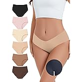 Leovqn Seamless Concealer Underwear for Women 6 Pack V Waisted Invisible No Show Panty Liners Breathable Workout Underwear