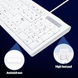 Rii RK907 USB Wired Keyboard Full Size UK Layout White view 5