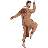 Lovemonster Adult Raccoon Onesie Animal Pajamas Dressing-up Party Halloween Christmas Cosplay Costume for Women Men Brown