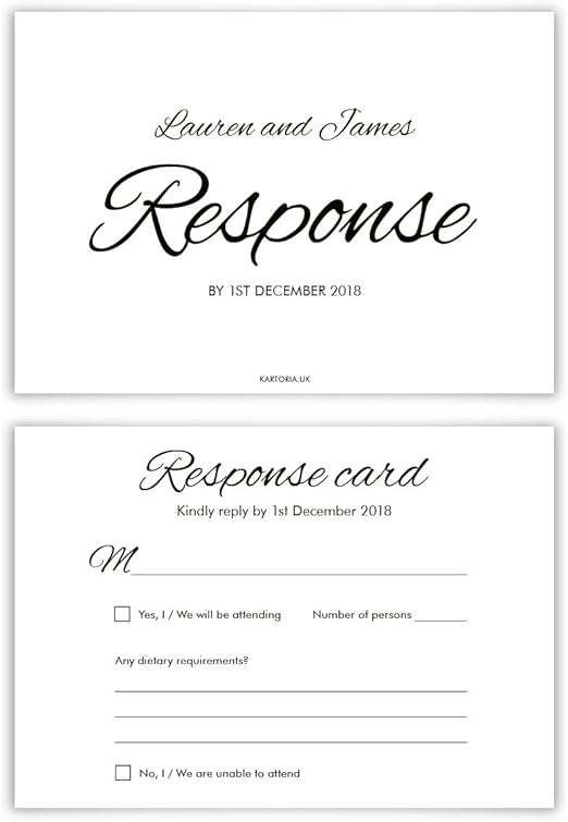 Hochzeit Rsvp Karten Antwort Antwort Karte Einfach Schwarz Und Weiss Amazon De Burobedarf Schreibwaren