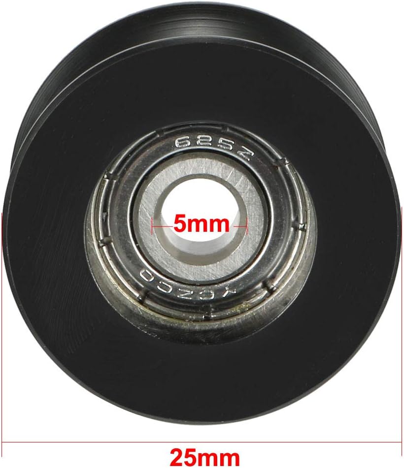 sourcing map 3mm Deep Metal U Groove Guide Bearing Pulley Rail Ball Wheel 5x25x13mm, 5x25x13mm-black - Image 3