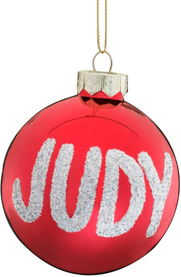 Miles Kimball Red Personalized Name OR Date Glitter Ornament