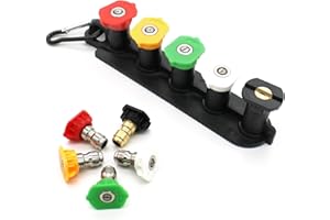 SEEHOM Pressure Washer Tips, 4500 PSI Power Washer Spray Nozzle Tips Set, 1/4 inch Quick Connect 2.5 GPM, 5 Multiple Degrees Nozzle (0、15、25、40、65)