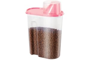 SenseYo Pet Food Storage Container 2lb 2.5L translucent Cat Dog Food Storage Container Dispenser with Measuring Cup Pour Spout Sealed Cover for Pets (Pink 1pcs)