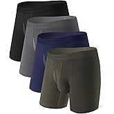DAVID ARCHY Men’s Boxer Briefs with Breathable Mesh Crotch, Modal Underwear, Moisture-Wicking, Soft Waistband, 4 Pack
