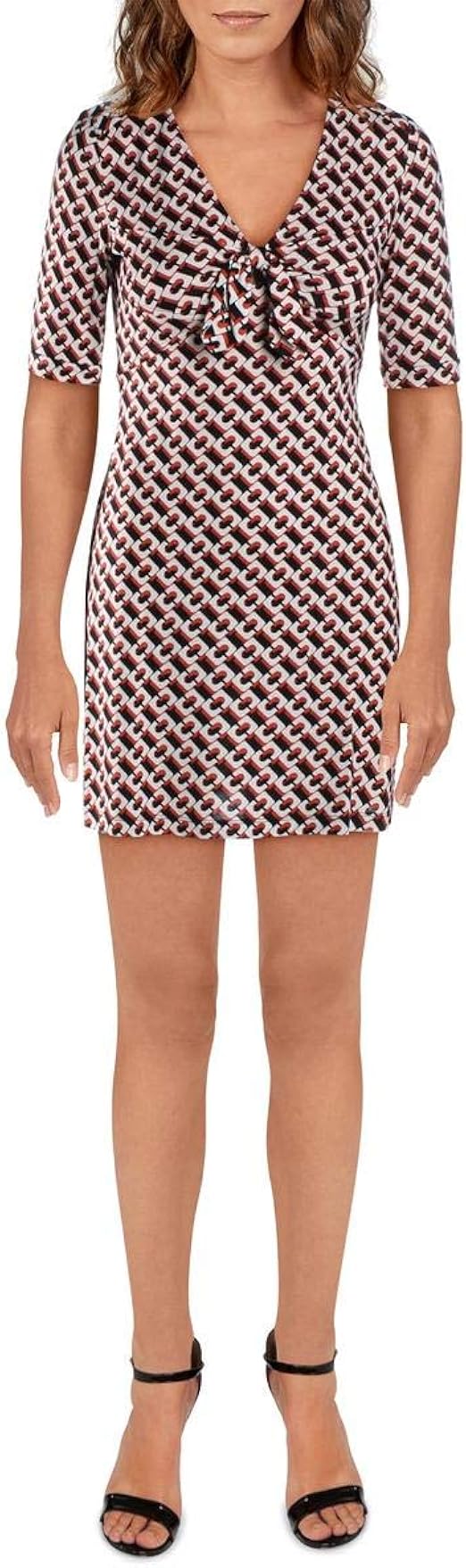Diane von Furstenberg Womens Felicity Silk Geometric Sheath Dress Red XS at Amazon Womenâs 