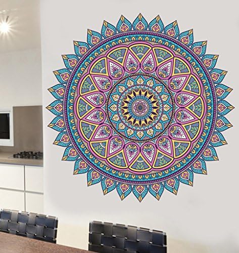 Colourful Mandala Pattern Wall Sticker - Living Room Kitchen Bedroom Decal Mural Transfers - Large 70cm x 70cm - Select Size Below