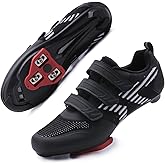 Unisex Road Bike Cycling Shoes Compatible with Peloton Shimano SPD Bike Riding Shoes for Men Women, 3 Straps, Pre-Installed Delta Cleats for Indoor Outdoor Cycling Biking