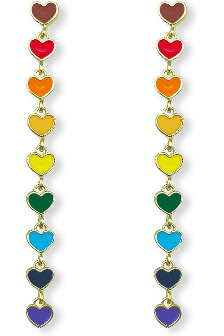 Rainbow Bamboo Hoop Earrings Colorful LGBT Pride Jewelry For Women