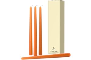 Pickood 10-Inch Tall Dripless Taper Candles Set of 4 - Burnt Orange Tapered Candles, Perfect for Wedding,Dinner - Smokeless, Unscented, Long Burning - Hand Poured, Colored Tall Candlesticks