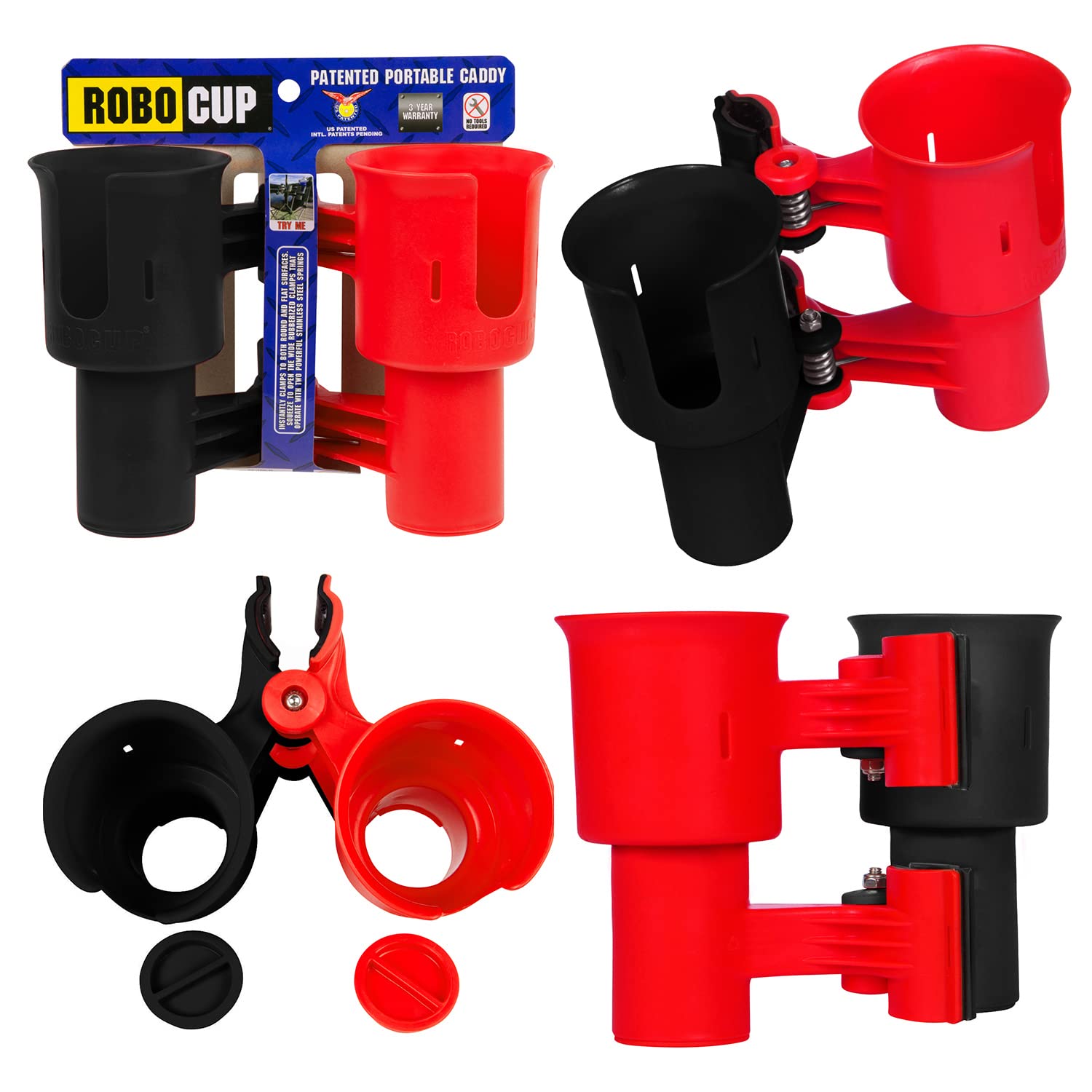 Photo 1 of ROBOCUP, (Red & Black), Best Cup Holder for Drinks, Fishing Rod/Pole, Boat, Beach Chair, Golf Cart, Wheelchair, Walker, Drum Sticks, Microphone Stand
