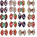 Masue Pets 20pcs/Pack Dog Hair Bows for Christmas with Rubber Bands Dog Bows Bowknot Snowman Snowflakes Christmas Dog Bows Snowman Dog Topknot Bows Pet Grooming Products