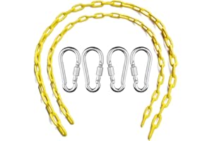 Ymeibe Swing Chains (2) Fully Coated for Swing Set with 4 Free Quick Links Anti-Rust Iron Link Chains Playground Kids Tree Swing Seat Accessories and Replacement Support 660 Lb (Yellow)