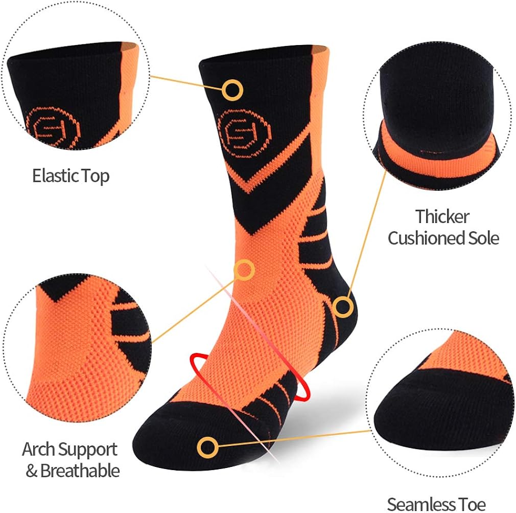 Cycling Socks for Boys Girls, Forcool Cushioned Spring Running Walking Sports Crew Socks, 1/3 Pairs: Clothing