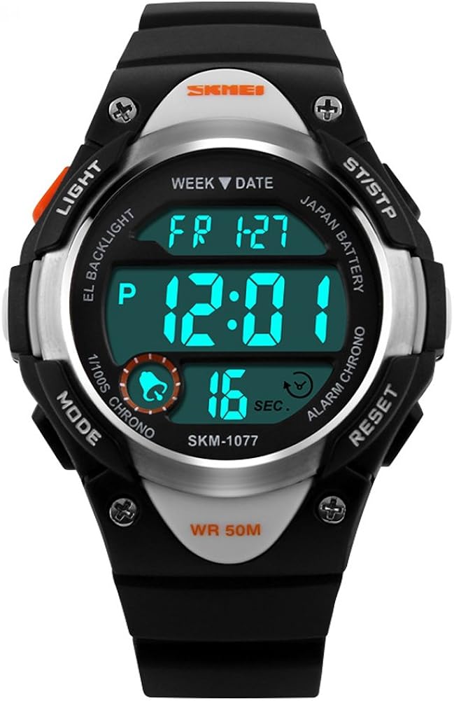 Orologio da polso digitale sportivo impermeabile nero per bambini