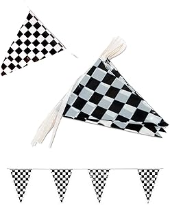 Tytroy Racing Pennant Flag Banners Black White Checkered Nascar Race Car Party Decor 100ft