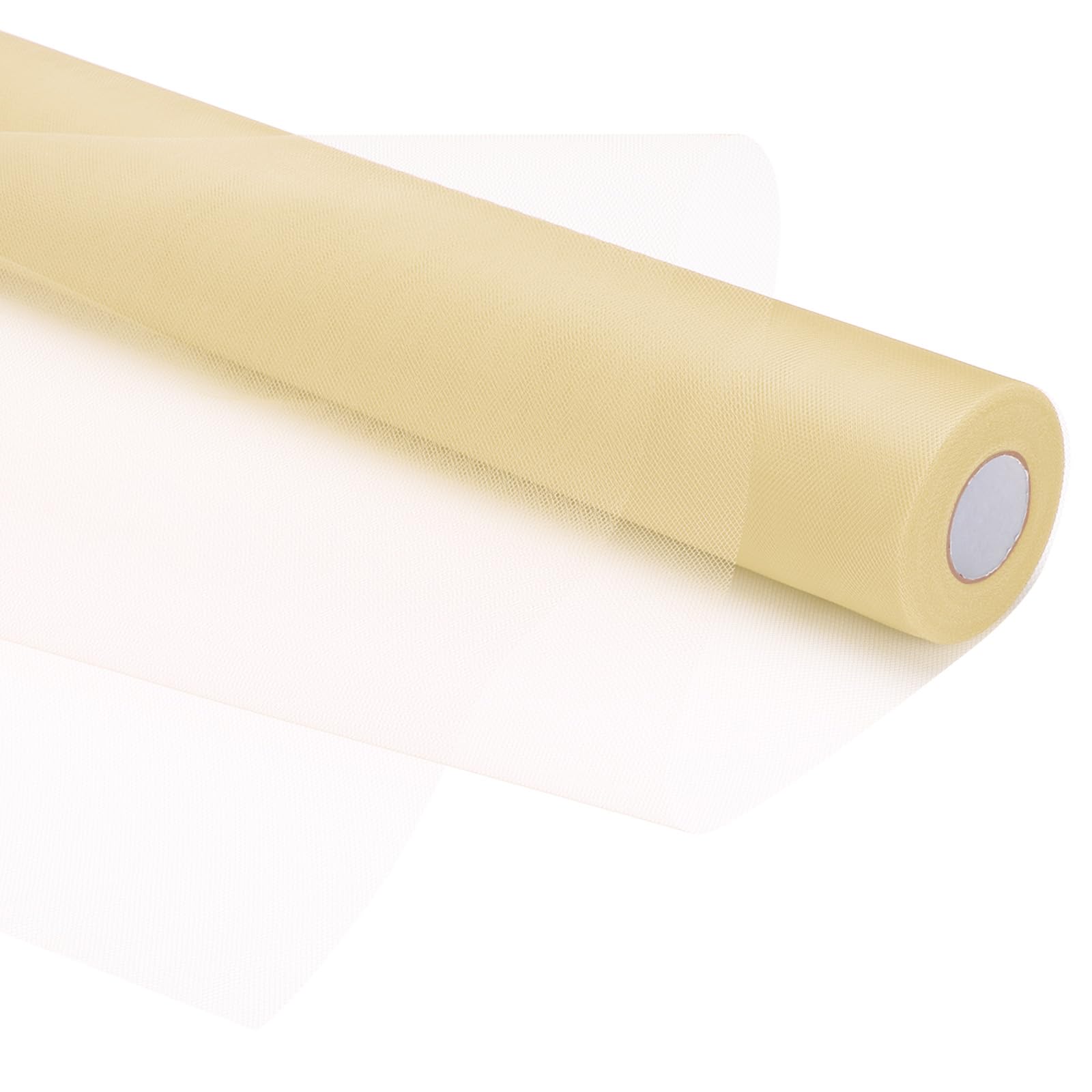 PATIKIL Tulle Fabric Rolls, 24 Inch by 50 Yards Fabric Spool Tulle Ribbon Netting Bolt for DIY Crafts Wedding Party Decorations, Tutu Skirts, Table Skirt, Gift Wrapping, Beige