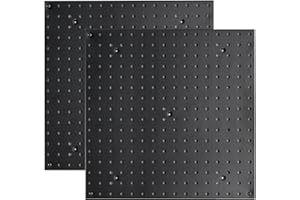 Pegboard Smith 16x16 inch Pegboard Wall Organizer Panels for Tool Storage, Workbench Tool Organization Peg Board(2 PCS, Black)