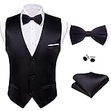 Barry.Wang Mens Black Formal Suit Vest V-neck Slim