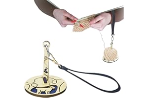 WOODOUNAI Portable Wrist Yarn Holder Set - Ultimate Yarn Organizer with Wrist Strap & Wooden Stand - Prevents Tangling for Effortless Crocheting and Knitting On-The-Go (Blue)