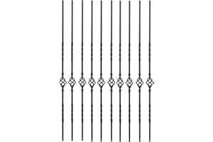 HZIU Iron Balusters 10 Pack Hollow Plain Bar Balusters Black Deck Balusters for Staircase Stair Spindles, 44 '' Hollow Single Spoon Staircase Spindles