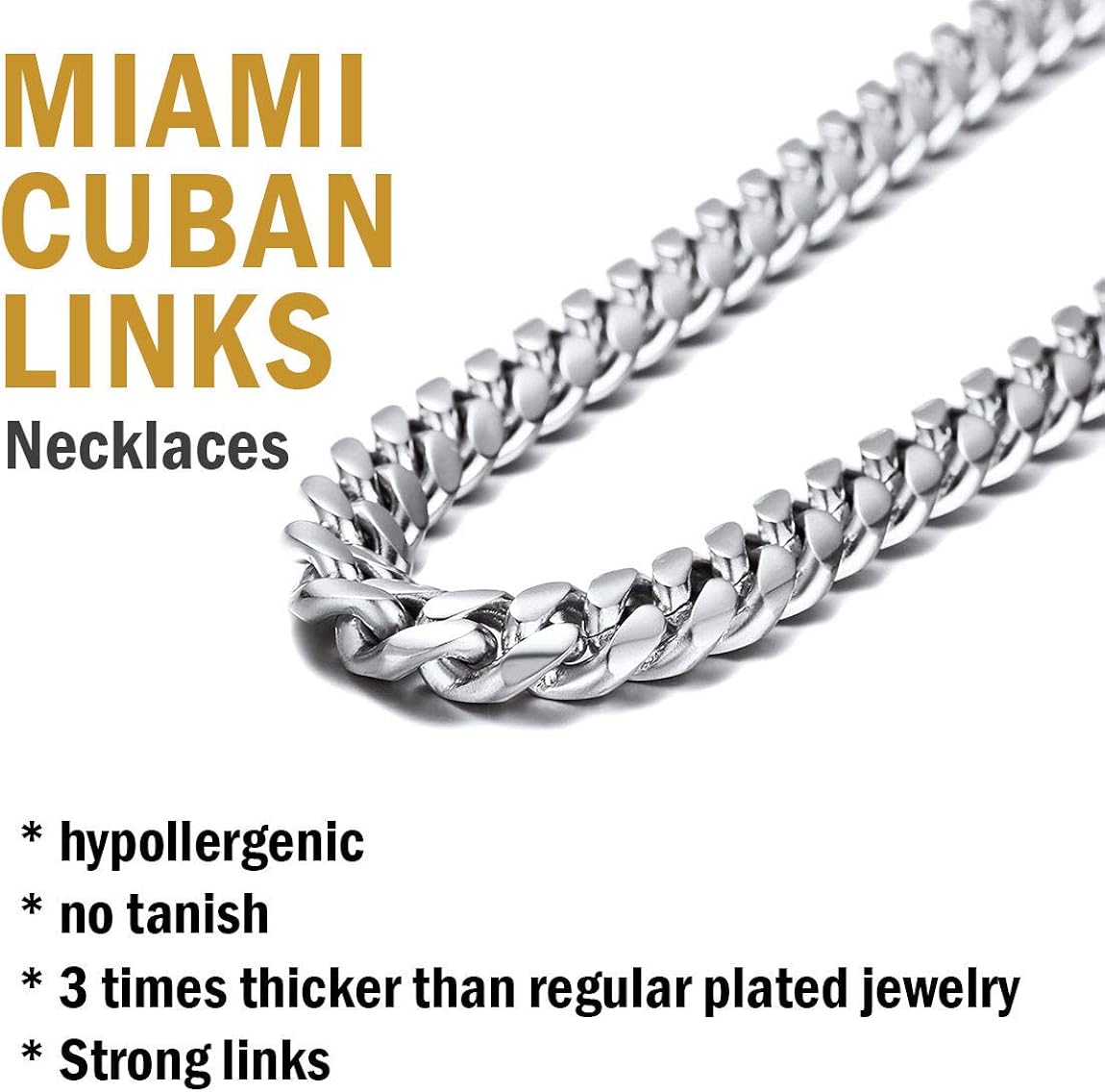 Boy Stainless Steel Neck Chains 24 inch 10MM Punk Rock Jewelry Boys Gifts for Dad | 