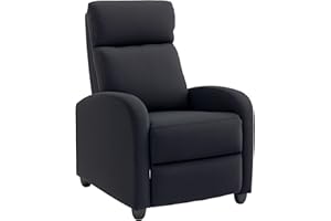 HOMCOM Push Back Recliner Chair, Linen Fabric Home Theater Seating, Single Reclining Sofa Chair with Padded Seat for Living R