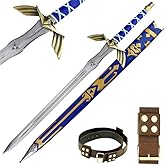 FULL TANG Carbon Steel Master Sword SHARPENED Skyward Limited Edition Deluxe w Belt, 14-Blue-BRB