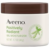 Aveeno Positively Radiant Brightening Gel Facial Moisturizer, 1.7 oz | Hyaluronic Acid &amp; Tone-Correcting Soy, Hydrates for 48 Hours, Evens Skin Tone &amp; Texture