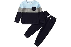ADXSUN Kid Toddler Boy Clothes Color Block Sweatshirt and Casual Pants 2Pcs Boys Fall Winter Outfits